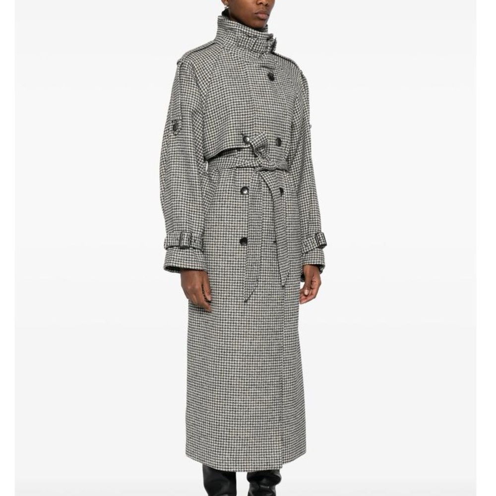 Gestuz houndstooth wool blend belted coat